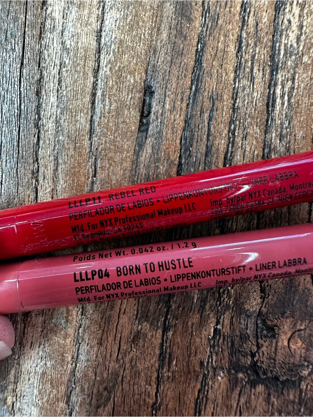 NYX Lip Liner & Crayon Set — Light Pink, Mauve Pink, Bright Red, Dusty Rose